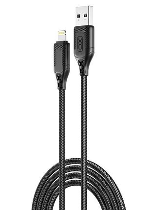 Кабель usb xo nb235 zebra series braided сила струму 2.4a usb to lightning 1m чорний