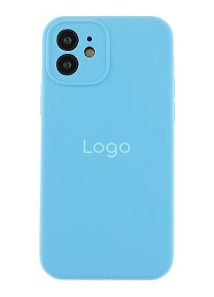 Чехол silicone case full с защитой камеры для iphone 12 cornflower