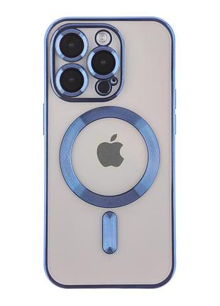 Чохол tpu metallic full camera magsafe для iphone 14 pro max blue