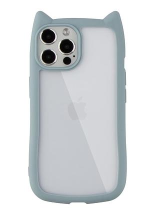 Чохол tpu+pc cat ears case з котячими вушками для iphone 12 pro max blue
