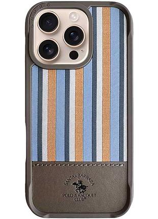 Кожаный чехол polo santa barbara isaac для apple iphone 16 pro (6.3") titanium grey