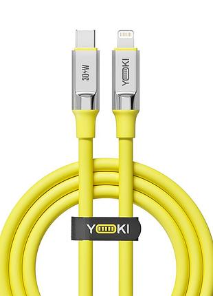 Кабель для заряджання та обміну даними usb yoki yk-ul61 ultra series type-c to lightning 30w (3a/10v) 1.2m yellow