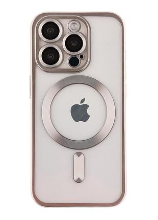 Чехол tpu metallic chrome full camera magsafe для iphone 15 pro titan