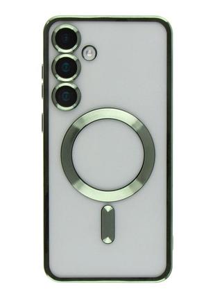 Чехол tpu metallic full camera magsafe для samsung galaxy s24 green