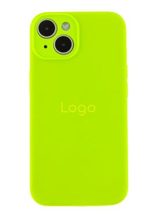 Чехол silicone case full с защитой камеры для iphone 14 shiny green