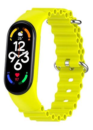 Силіконовий ремінець ocean band для xiaomi mi band 3 / mi band 4 / mi band 5 / mi band 6 / mi band 7 yellow