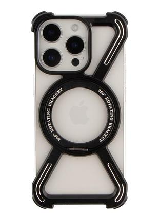 Панель-накладка titanium armorx magsafe для apple iphone 16 pro встроенный 360° поворотный держатель black
