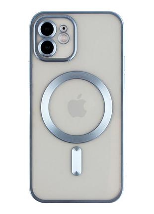 Чехол tpu metallic chrome full camera magsafe для iphone 12 blue