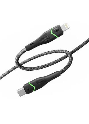 Кабель для заряджання usb ridea rc-rl15 rgb light type-c to lightning 30w (10v/3a) 1.2m чорний