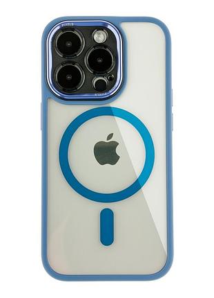 Чехол creative tpu pc metal calais с magsafe для apple iphone 14 pro light blue