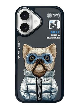 Чохол nimmy 3d matal buttons для apple iphone 16 dog black