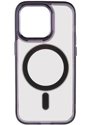 Чохол tpu iris with magsafe для apple iphone 14 pro прозорий дизайнерський кейс з кольоровим бампером black