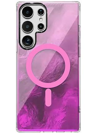 Яскравий чохол shiny mountain (блискуча гора) для samsung galaxy s24 ultra з технологією magfit pink