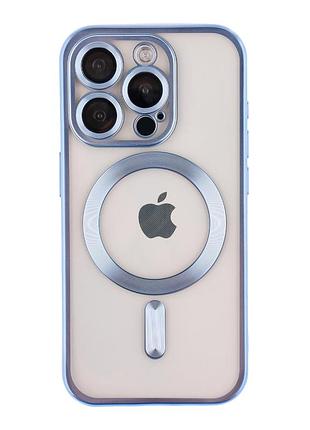 Чехол tpu metallic chrome full camera magsafe для iphone 13 pro max blue