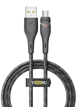 Кабель для зарядки и обмена данными usb yoki yk-rg24 rgb series usb/мicrousb 60w (3a/20v), 1.2 метра, черный