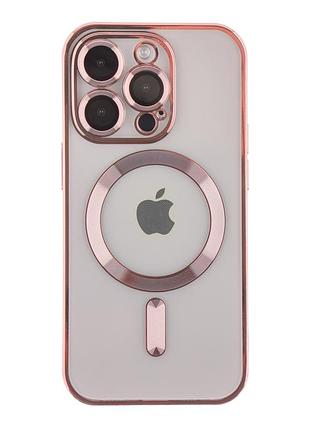 Чехол tpu metallic full camera magsafe для iphone 14 pro max rose gold