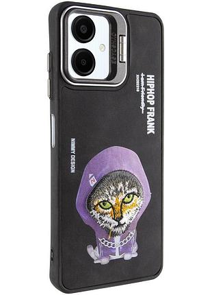 Чехол tpu friends стильный принт для samsung galaxy a06 кольцо-держатель/подставка, black cat