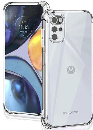 Tpu чохол getman ease logo посилені кути full camera для motorola moto g22 безбарвний (прозорий)