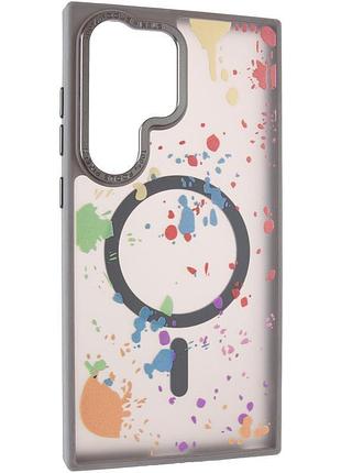 Чехол-накладка flush с magsafe для samsung galaxy s24 ultra прозрачный в стильном дизайне с принтом titanium grey