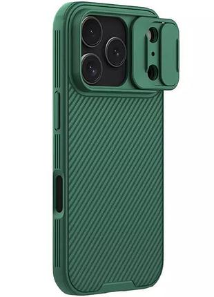 Карбоновая накладка nillkin camshield pro для apple iphone 17 pro max (6.9") deep green