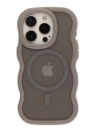 Хвилясті чохли tpu+pc aquawave with magsafe для iphone 12/iphone 12 pro з матовим покриттям grey
