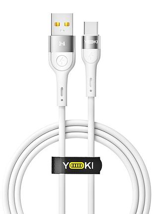 Кабель для заряджання та обміну даними usb yoki yk-ex11 extra series usb/type c 60w (3a/20v) 1.2m white