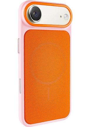 Чехол-накладка techwoven hybrid с magsafe для apple айфон 17 аир с картхолдером pink / orange