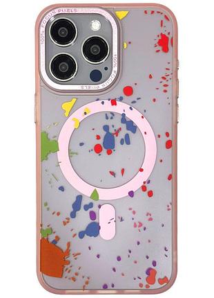 Чехол-накладка flush с magsafe для apple iphone 12 pro max прозрачный в стильном дизайне с принтом baby pink
