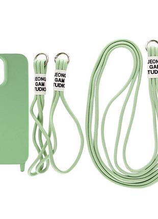 Силиконовый чехол tpu two straps california для apple айфон 13 pro max с двумя ремешками pistachio