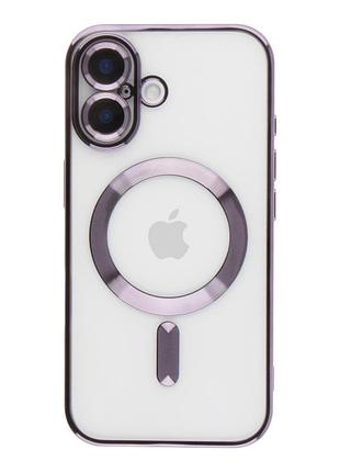 Чехол tpu metallic full camera magsafe для iphone 16 dark purple