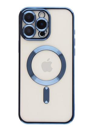 Чехол tpu metallic full camera magsafe для iphone 16 pro max blue