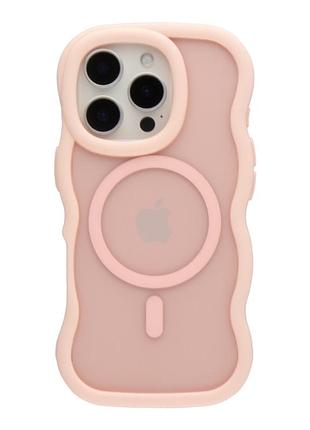 Хвилясті чохли tpu+pc aquawave with magsafe для iphone 16 pro з матовим покриттям pink