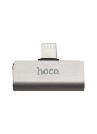 Переходник hoco ls24 адаптер dual lightning зарядный ток 2a аудио конвертер поддержка микрофона для apple