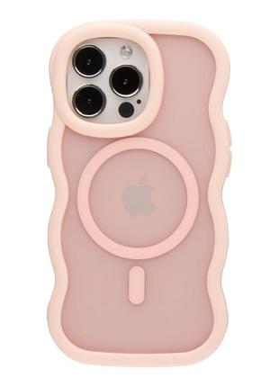 Хвилясті чохли tpu+pc aquawave with magsafe для iphone 13 pro max з матовим покриттям pink