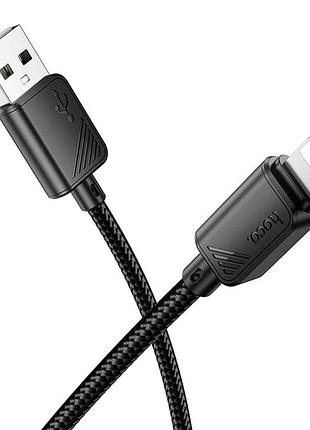 Кабель синхронізації hoco x113 nylon braided 2.4a usb-a to lightning 1m black (36776_3609177)