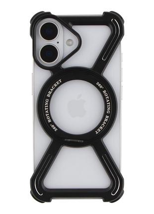 Панель-накладка titanium armorx magsafe для apple iphone 16 встроенный 360° поворотный держатель black