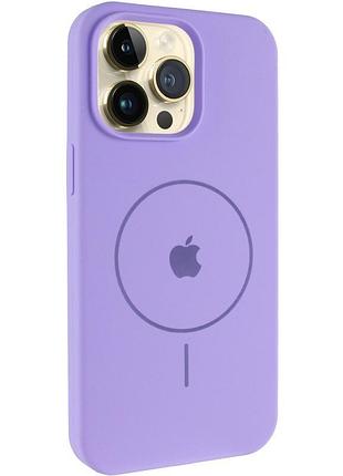Чехол silicone case full protective (aa) v2 with magsafe для apple iphone 15 pro max (6.7") сиреневый / dasheen