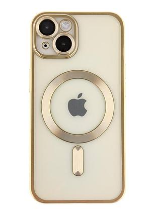 Чехол tpu metallic chrome full camera magsafe для iphone 13 gold