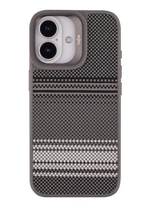 Чехол-накладка kajsa resort коллекция градиентный дизайн (gradient stripe) с magsafe для iphone17 grey