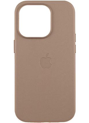 Шкіряний чохол leather case (aaa) with magsafe and animation для apple iphone 16 pro (6.3") taupe