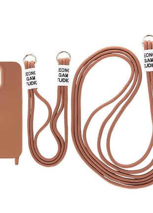 Силиконовый чехол tpu two straps california для apple айфон 13 pro с двумя ремешками brown