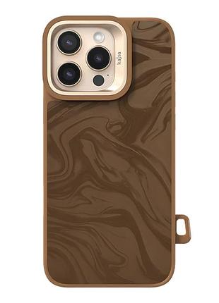 Чехол-накладка kajsa glamorous коллекция жидкое искусство (fluid art) с magsafe для iphone 16 pro brown