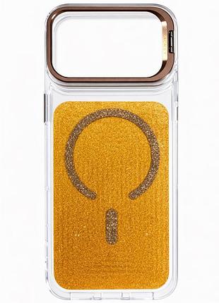 Сияющий чехол tpu, pc jewel sparkle magsafe для apple iphone 17 pro (айфон 17 про) противоударный кейс с драгоценным блеском,