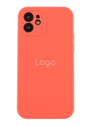 Чехол silicone case full с защитой камеры для iphone 12 flamingo