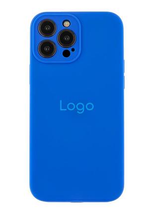 Чехол silicone case full с защитой камеры для iphone 13 pro max shiny blue