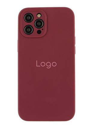 Чехол silicone case full с защитой камеры для iphone 12 pro max rose red