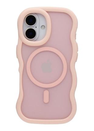 Хвилясті чохли tpu+pc aquawave with magsafe для iphone 16 з матовим покриттям pink
