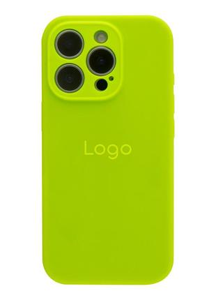 Чехол silicone case full с защитой камеры для iphone 16 pro shiny green