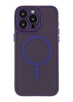 Чехол-накладка magnetic matte camera lens with magsafe for iphone 15 dark purple