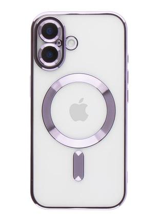 Чехол tpu metallic full camera magsafe для iphone 16 purple